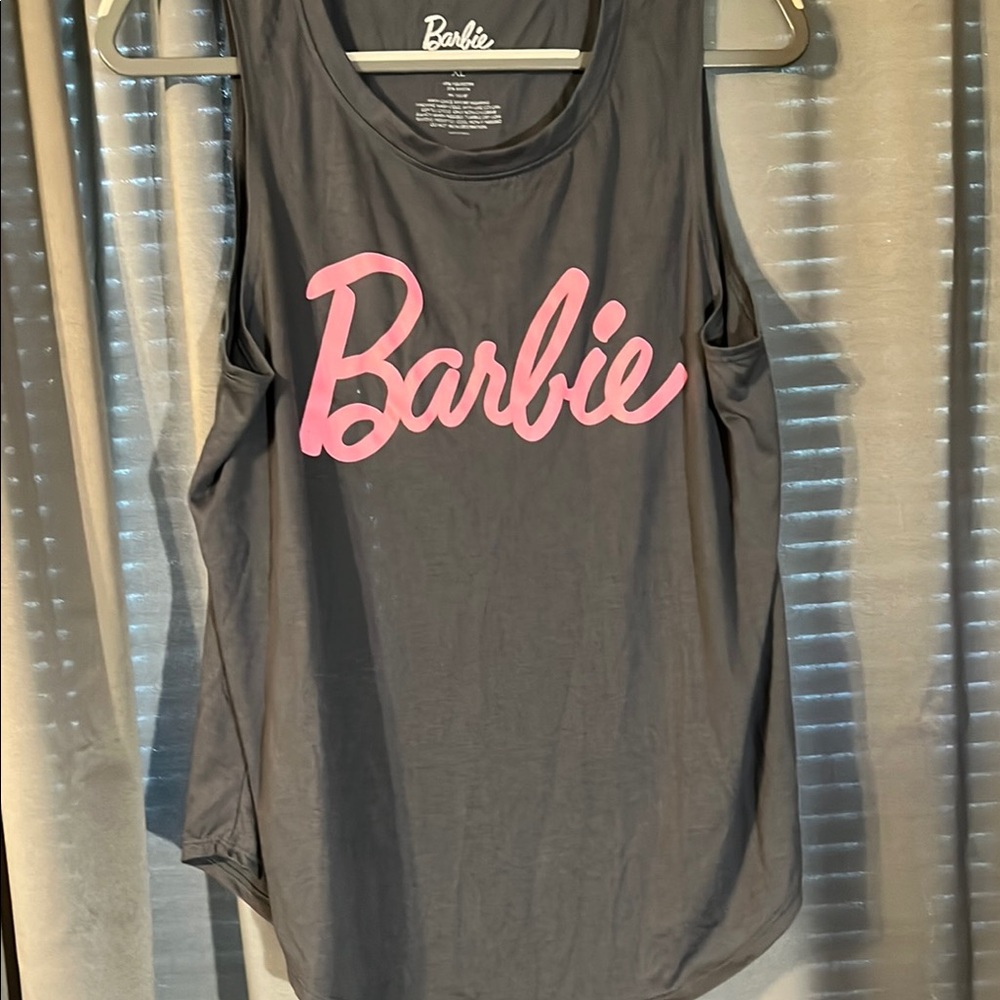 Barbie Charcoal Tank with Pink Script